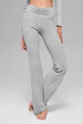 Leggings High-Waist e gamba svasata Alosoft Intuition - Grigio melange sportivo