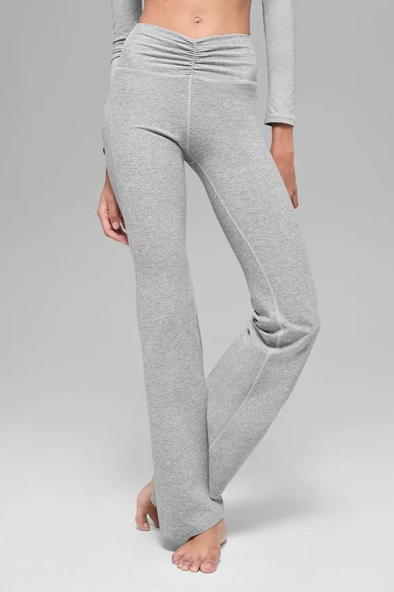 Leggings High-Waist e gamba svasata Alosoft Intuition - Grigio melange sportivo