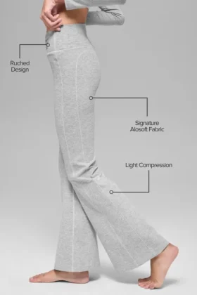 Leggings High-Waist e gamba svasata Alosoft Intuition – Grigio melange sportivo