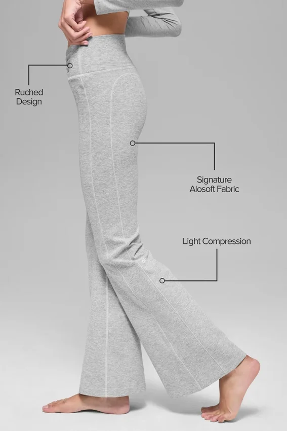 Leggings High-Waist e gamba svasata Alosoft Intuition - Grigio melange sportivo