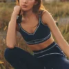 Leggings High-Waist "Heart Throb" con effetto aerografo - Blu navy/Bianco