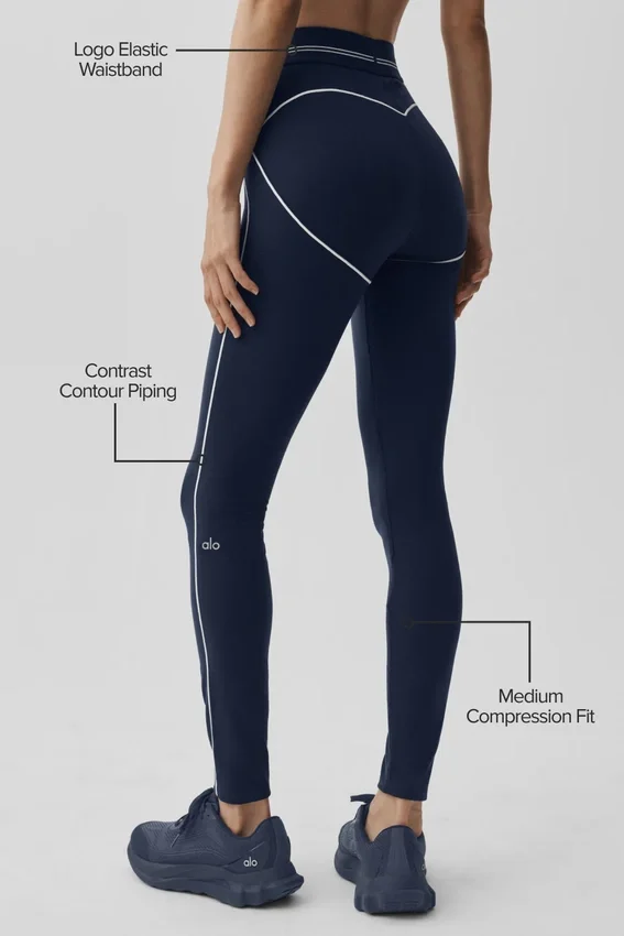 Leggings High-Waist "Heart Throb" con effetto aerografo - Blu navy/Bianco