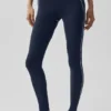 Leggings High-Waist "Heart Throb" con effetto aerografo - Blu navy/Bianco