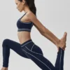 Leggings High-Waist "Heart Throb" con effetto aerografo - Blu navy/Bianco