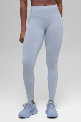Leggings senza cuciture High-Waist con motivo a coste bicolore - Winter Frost Heather