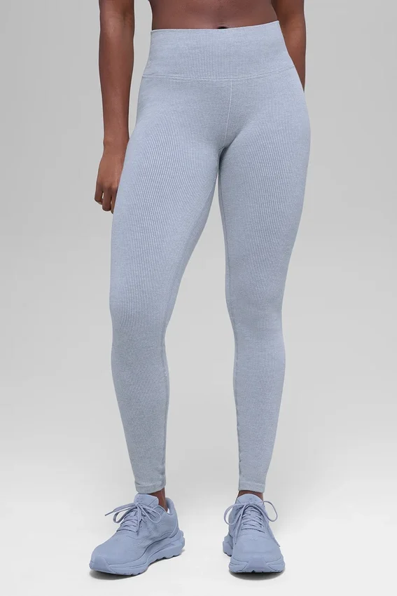 Leggings senza cuciture High-Waist con motivo a coste bicolore - Winter Frost Heather
