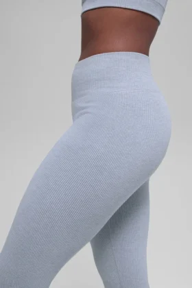 Leggings senza cuciture High-Waist con motivo a coste bicolore – Winter Frost Heather