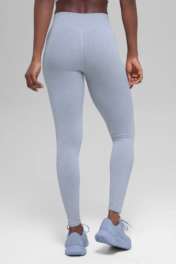 Leggings senza cuciture High-Waist con motivo a coste bicolore - Winter Frost Heather