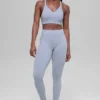 Leggings senza cuciture High-Waist con motivo a coste bicolore - Winter Frost Heather