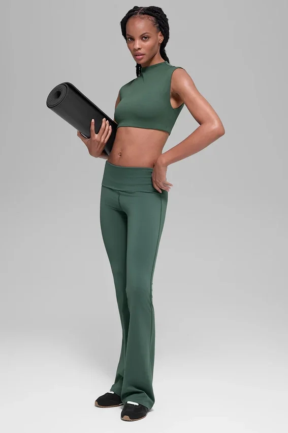 Leggings svasati con orlo ripiegabile Alo Softsculpt - Verde trifoglio