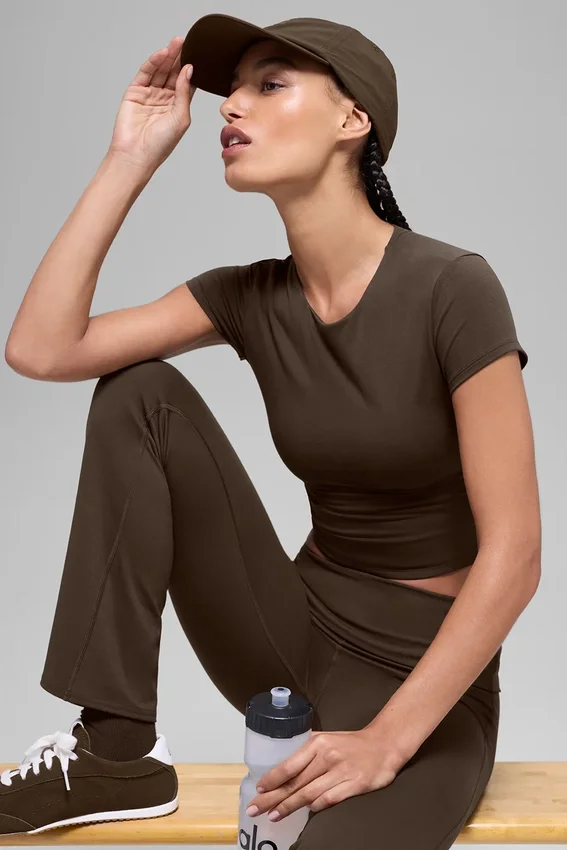 Top a maniche corte Alo Softsculpt Precision - Espresso