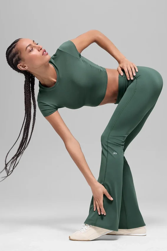 Leggings svasati con risvolto 7/8 Alo Softsculpt - Verde trifoglio