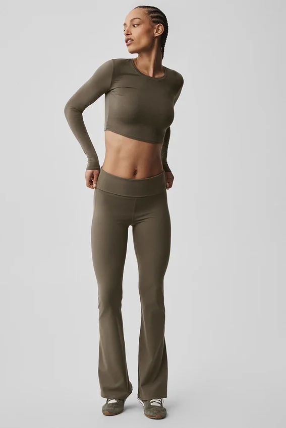 Leggings svasati con risvolto Alo Softsculpt - Olive Tree