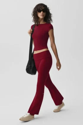 Leggings svasati con risvolto Alo Softsculpt - Rosso Summer Romance