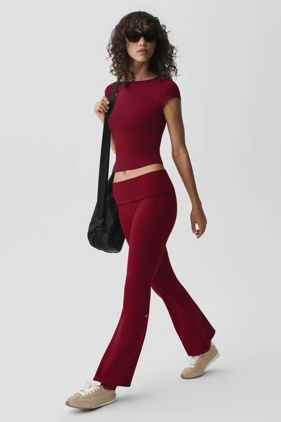 Leggings svasati con risvolto Alo Softsculpt - Rosso Summer Romance