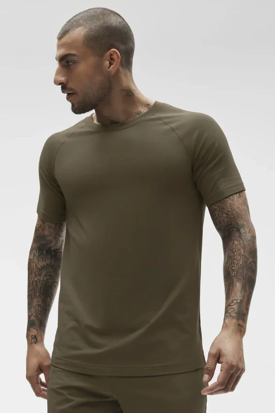 Maglia a maniche corte con collo rotondo Alo Vapor - Olive Tree