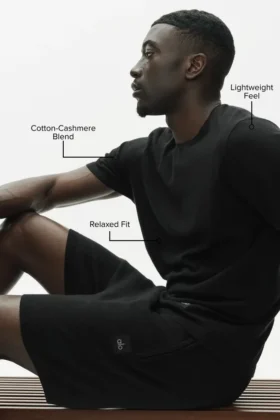 Maglia a maniche corte in cotone e cashmere Ever Soft – Nero