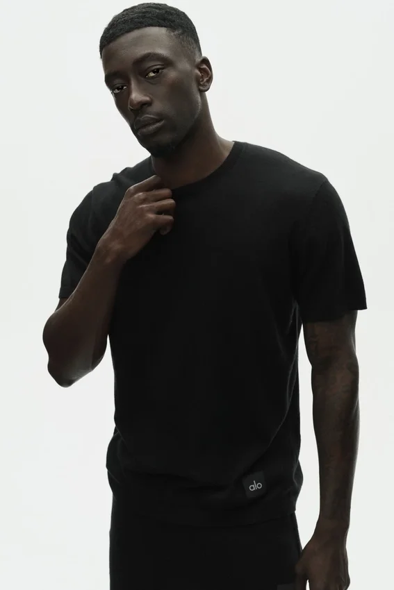 Maglia a maniche corte in cotone e cashmere Ever Soft - Nero