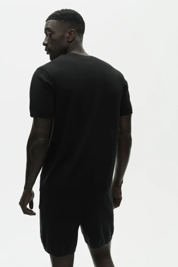 Maglia a maniche corte in cotone e cashmere Ever Soft - Nero