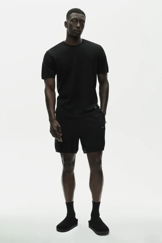 Maglia a maniche corte in cotone e cashmere Ever Soft - Nero