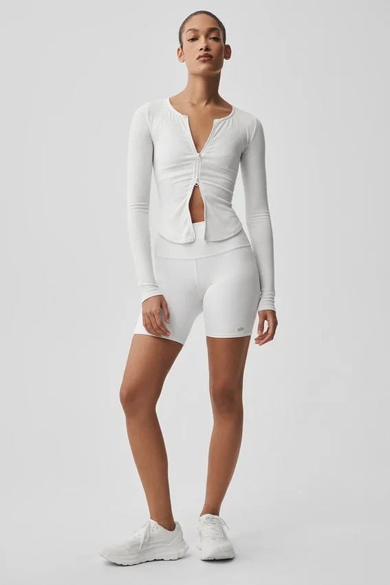 Maglia a maniche lunghe a costine Stardust - Bianco