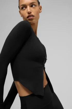 Maglia a maniche lunghe a costine Stardust - Nero