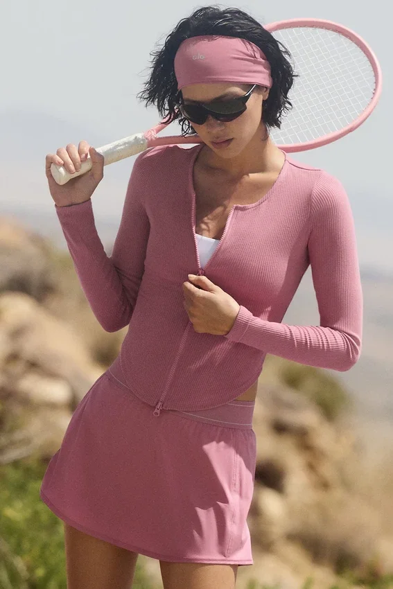 Maglia a maniche lunghe a costine Stardust - Rosa selvatico