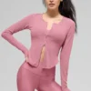 Maglia a maniche lunghe a costine Stardust - Rosa selvatico
