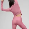 Maglia a maniche lunghe a costine Stardust - Rosa selvatico