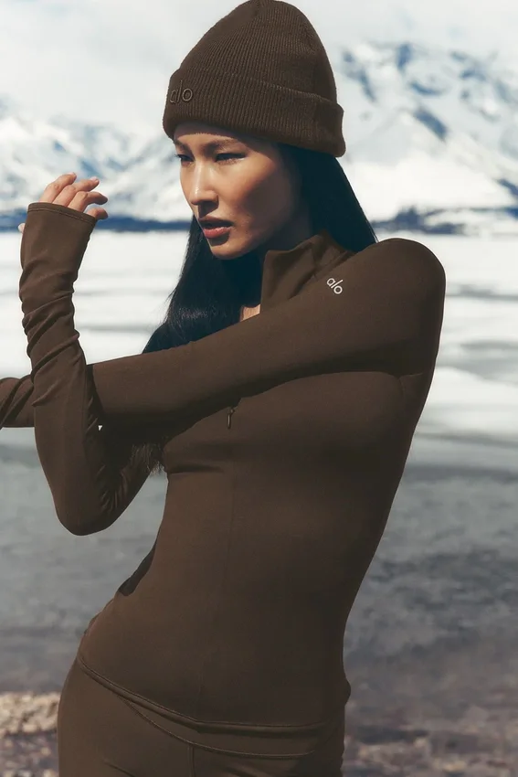 Maglia a maniche lunghe Airlift Winter Warm con zip a 1/4 - Espresso
