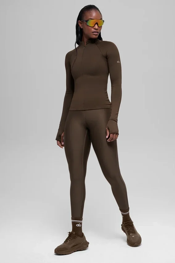 Maglia a maniche lunghe Airlift Winter Warm con zip a 1/4 - Espresso