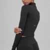 Maglia a maniche lunghe Alo Softsculpt Precision con zip a 1/4 - Nero