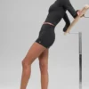 Maglia a maniche lunghe Alo Softsculpt Precision con zip a 1/4 - Nero