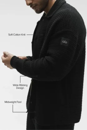 Maglia a maniche lunghe con bottoni in maglia Shift – Nero