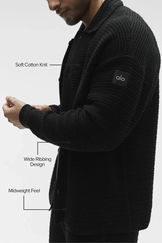 Maglia a maniche lunghe con bottoni in maglia Shift - Nero