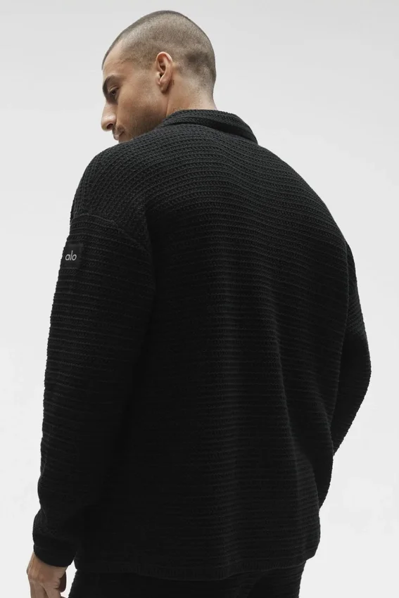 Maglia a maniche lunghe con bottoni in maglia Shift - Nero