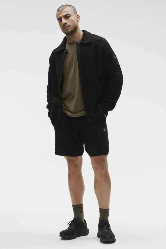 Maglia a maniche lunghe con bottoni in maglia Shift - Nero