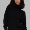 Maglia a maniche lunghe con collo alto Waffle Weekend Escape - Nero