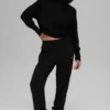 Maglia a maniche lunghe con collo alto Waffle Weekend Escape - Nero