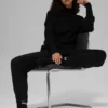 Maglia a maniche lunghe con collo alto Waffle Weekend Escape - Nero