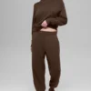 Maglia a maniche lunghe con collo alto "Weekend Escape" in tessuto waffle - Espresso
