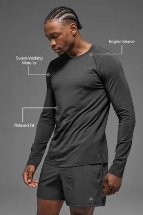 Maglia a maniche lunghe con collo rotondo Alo Vapor – Anthracite