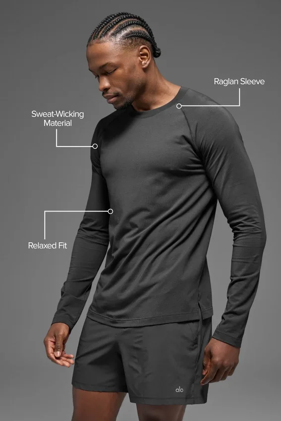 Maglia a maniche lunghe con collo rotondo Alo Vapor - Anthracite
