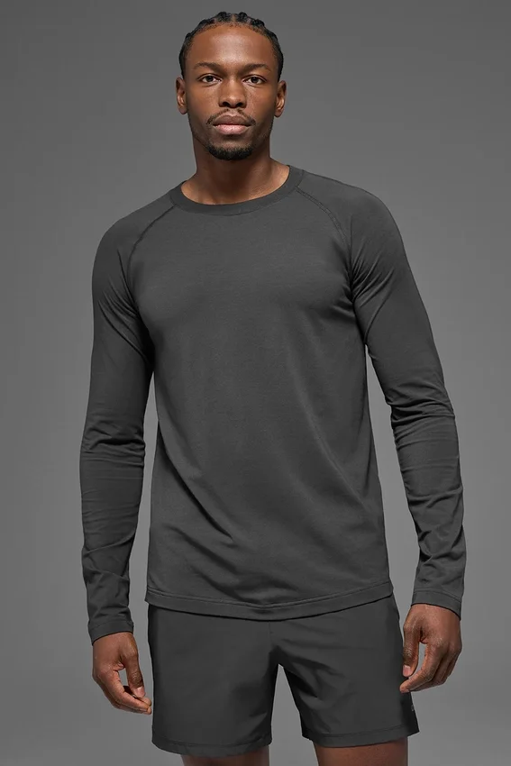 Maglia a maniche lunghe con collo rotondo Alo Vapor - Anthracite