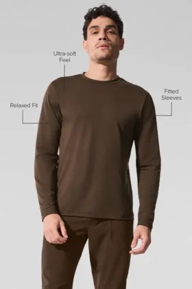 Maglia a maniche lunghe con collo rotondo Conquer Reform – Espresso