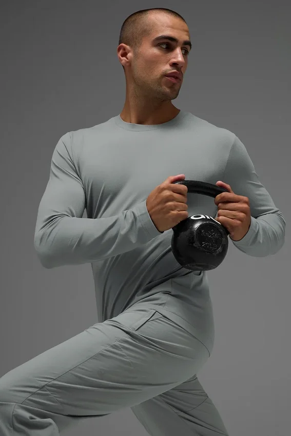 Maglia a maniche lunghe con collo rotondo Conquer Reform - Grigio lunare