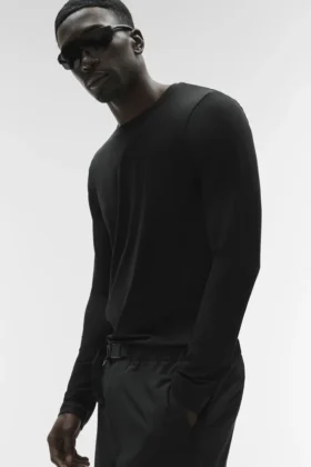 Maglia a maniche lunghe con collo rotondo Conquer Reform - Nero