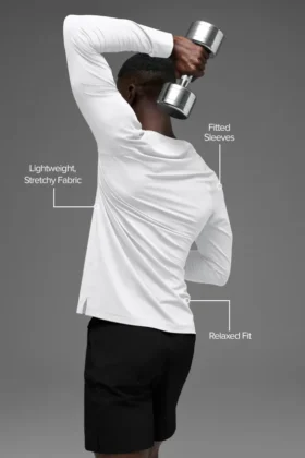 Maglia a maniche lunghe con collo rotondo Idol – Bianco