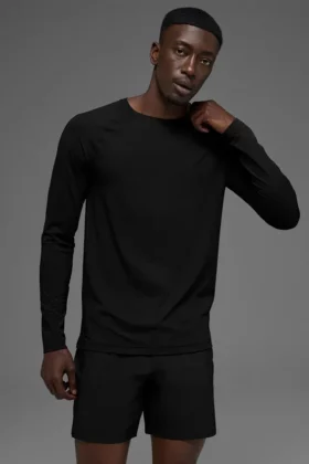 Maglia a maniche lunghe con collo rotondo Idol - Nero