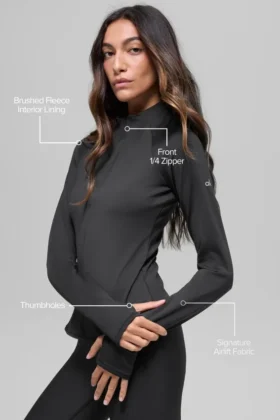 Maglia a maniche lunghe con zip a un quarto “Airlift Winter Warm” – Nero